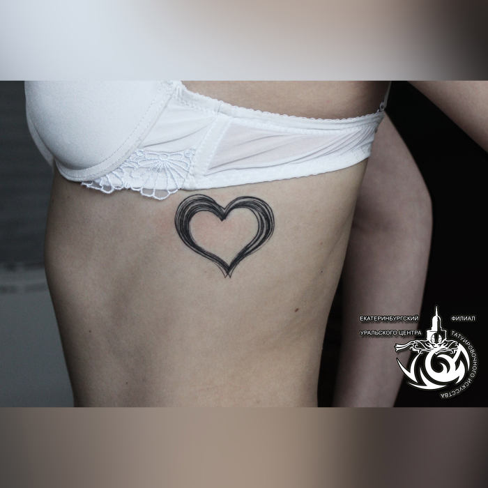 Татуировки Сердечко в стиле Лайнворк (Linework), Женские, Графика Ребра /Каталог тату-салонов и мастеров